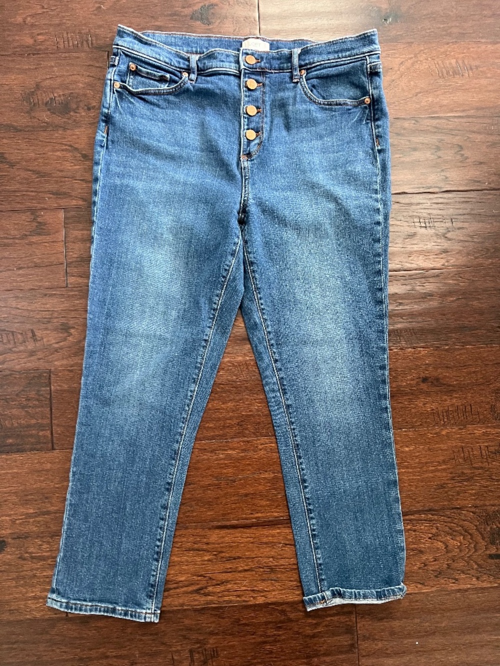 Women's Loft Outlet Modern Denim Crop Button Fly Jeans Size 12
